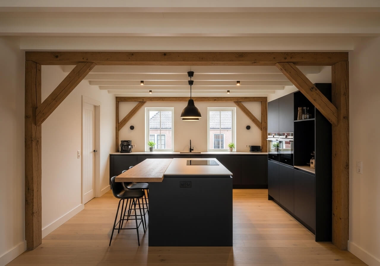 Renovatie — interieur met houten balken